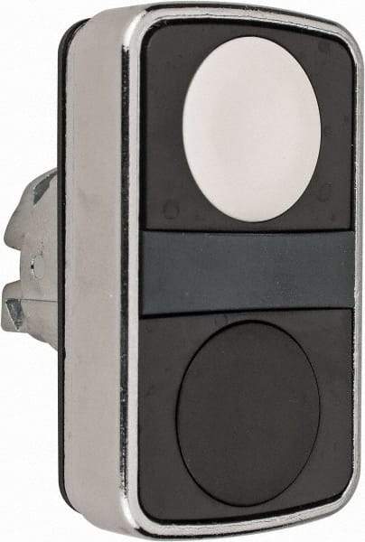 Schneider Electric - 22mm Mount Hole, Flush, Pushbutton Switch Only - Rectangle, White and Black Pushbutton, Nonilluminated, Momentary (MO), On-Off, Shock and Vibration Resistant - Americas Tooling