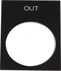 Schneider Electric - Rectangular, PVC Legend Plate - Out - Black Background, White Letters, 22mm Hole Diameter, 30mm Wide x 40mm High - Americas Tooling