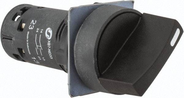 Schneider Electric - 22mm Mount Hole, 3 Position, Knob Operated, Selector Switch Only - Black, Maintained (MA), Nonilluminated, 2NO, Shock and Vibration Resistant - Americas Tooling