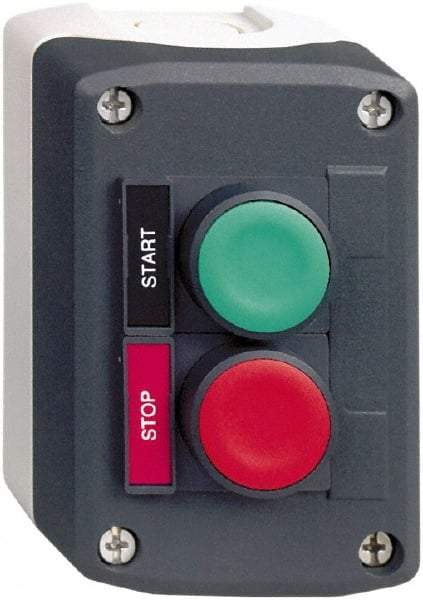 Schneider Electric - 2 Operator, Flush Pushbutton Control Station - Start-Stop (Legend), Momentary Switch, NO/NC Contact, NEMA 13, 4X - Americas Tooling