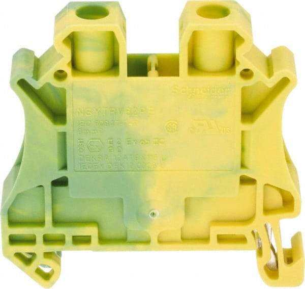 Schneider Electric - 1 Pole, 1,000 Volt, -40 to 266°F, DIN Rail Mount, Polyamide Grounding Terminal Block - 2 Contacts, 24 to 8 AWG Compatibility, 47-1/2mm High - Americas Tooling