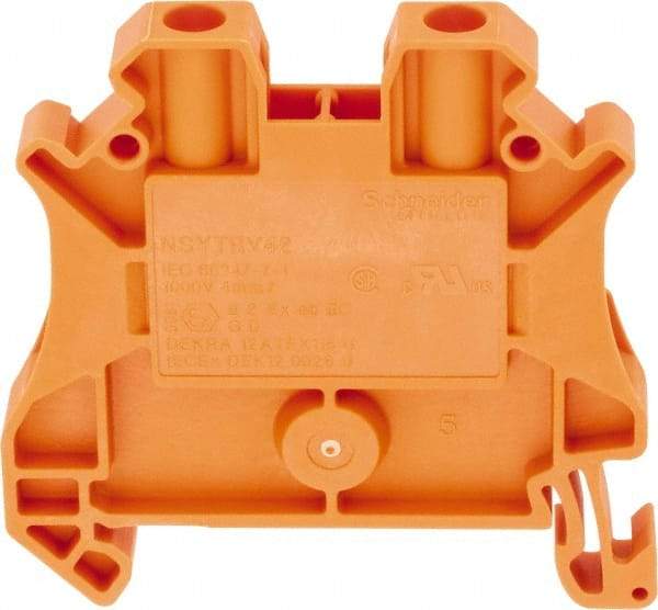 Schneider Electric - 1 Pole, 1,000 Volt, 32 Amp, -40 to 266°F, DIN Rail Mount, Polyamide Passthrough Terminal Block - 2 Contacts, 26 to 10 AWG Compatibility, 47-1/2mm High - Americas Tooling