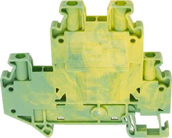 Schneider Electric - 1 Pole, 1,000 Volt, -40 to 266°F, DIN Rail Mount, Polyamide Grounding Terminal Block - 4 Contacts, 26 to 12 AWG Compatibility, 65mm High - Americas Tooling