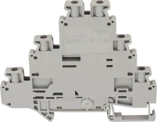 Schneider Electric - 3 Poles, 500 Volt, 24 Amp, -40 to 266°F, DIN Rail Mount, Polyamide Passthrough Terminal Block - 6 Contacts, 26 to 12 AWG Compatibility, 77-1/2mm High - Americas Tooling