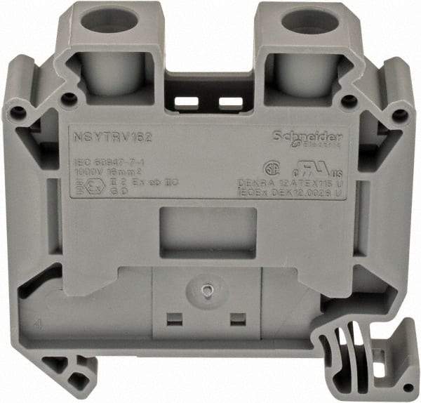 Schneider Electric - 1 Pole, 1,000 Volt, 101 Amp, -40 to 266°F, DIN Rail Mount, Polyamide Passthrough Terminal Block - 2 Contacts, 16 to 4 AWG Compatibility, 55mm High - Americas Tooling