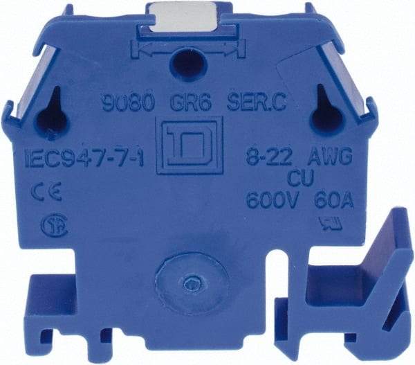 Square D - 600 VAC, 60 Amp, -40 to 275°F, DIN Rail Mount, Nylon Standard Terminal Block - 2 Contacts, Copper, 22 to 8 AWG Compatibility, 1.82 Inch High x 1.72 Inch Deep - Americas Tooling