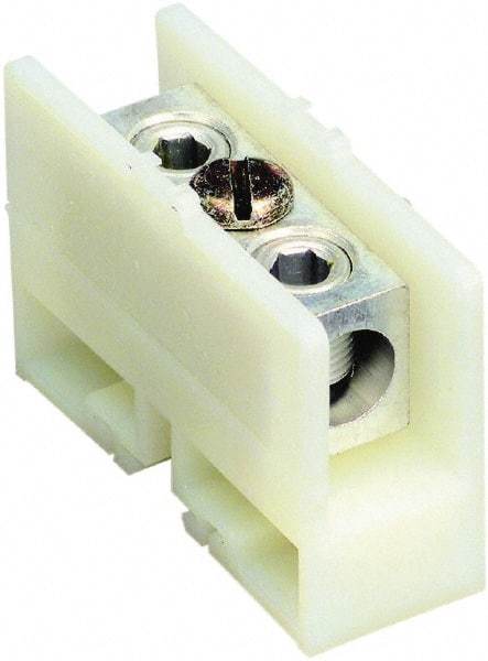 Square D - 600 VAC, 255 Amp, -40 to 275°F, DIN Rail Mount, Nylon Standard Terminal Block - 1 Contact, Tin Plated Aluminum, 6 AWG Compatibility Size, 2.32 Inch High x 3.23 Inch Deep - Americas Tooling