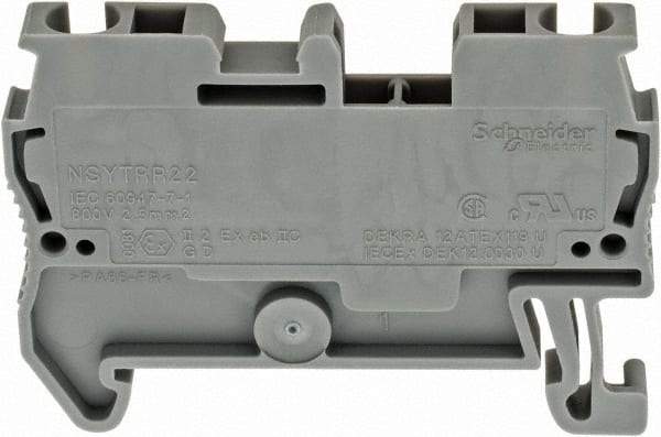 Schneider Electric - 1 Pole, 800 Volt, 24 Amp, -40 to 266°F, DIN Rail Mount, Polyamide Passthrough Terminal Block - 2 Contacts, 28 to 12 AWG Compatibility, 36-1/2mm High - Americas Tooling