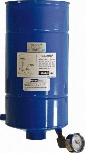 Parker - 1-1/2 NPT Air Compressor Exhaust Filter - 43 CFM, 15 psi, 7.4" Diam x 15" High, Use with Welch Pump Models #1374 - Americas Tooling