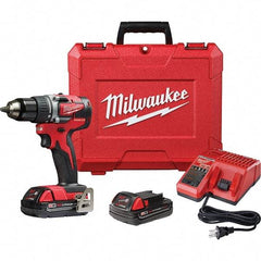 Milwaukee Tool - 18 Volt 1/2" Chuck Pistol Grip Handle Cordless Drill - 0-1800 RPM, Single-Sleeve Ratcheting Chuck, Reversible, 2 Lithium-Ion Batteries Included - Americas Tooling