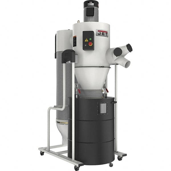 Jet - 1µm, 230 Volt Portable Dust Collector with Filter - 30-7/16" Long x 57" Deep x 88" High, 4" Connection Diam, 5,609' per min Air Flow - Americas Tooling