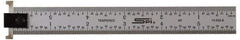 SPI - 18" Long, 1/100, 1/64, 1/50, 1/32" Graduation, Tool Steel Rule - 16R Graduation Style, 1-1/8" Wide, Silver, Satin Chrome Finish - Americas Tooling