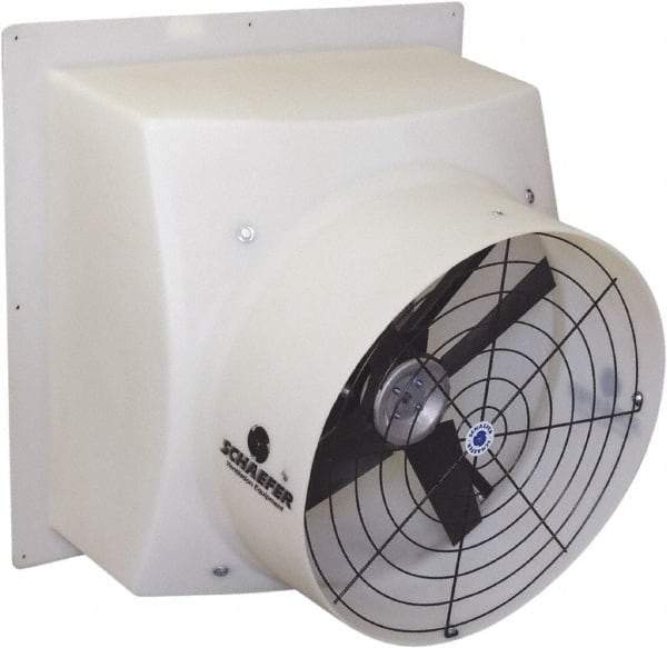 Schaefer Ventilation Equipment - 20" Blade, Direct Drive, 1/2 hp, 4,970 CFM, TEAO Exhaust Fan - 24-3/4" Opening Height x 23-1/2" Opening Width, 4.8/2.4 Amp, 1 Speed, Single Phase - Americas Tooling