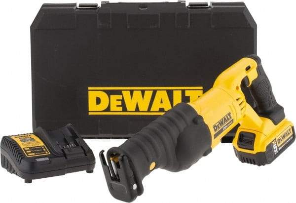 DeWALT - 20V, 0 to 3,000 SPM, Cordless Reciprocating Saw - 1-1/8" Stroke Length, 19-1/4" Saw Length, 1 Lithium-Ion Battery Included - Americas Tooling