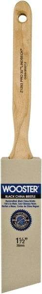 Wooster Brush - 1-1/2" Angled Hog Sash Brush - 2-7/16" Bristle Length, 8" Maple Fluted Handle - Americas Tooling