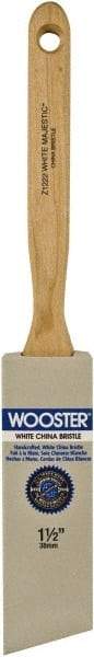 Wooster Brush - 1-1/2" Angled Hog Sash Brush - 2-11/16" Bristle Length, 7-7/8" Maple Fluted Handle - Americas Tooling