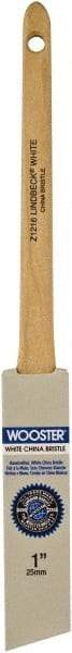 Wooster Brush - 1" Angled Hog Sash Brush - 2-3/16" Bristle Length, 6-1/2" Maple Rattail Handle - Americas Tooling