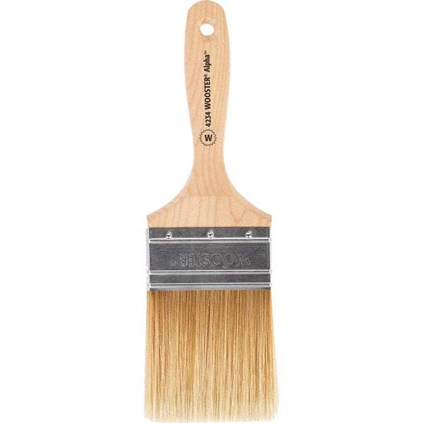 Wooster Brush - 3" Flat Synthetic Wall Brush - 3-7/16" Bristle Length, 6-1/4" Maple Beavertail Handle - Americas Tooling