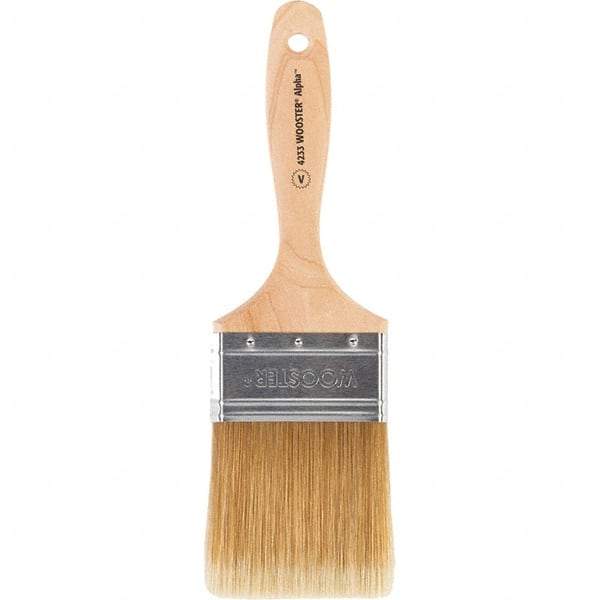 Wooster Brush - 3" Flat Synthetic Varnish Brush - 3-3/16" Bristle Length, 6-1/2" Maple Beavertail Handle - Americas Tooling