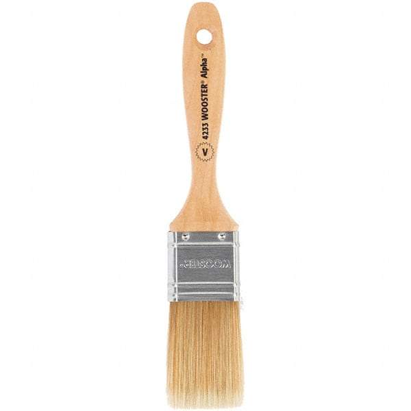 Wooster Brush - 1-1/2" Flat Synthetic Varnish Brush - 2-7/16" Bristle Length, 6-1/2" Maple Beavertail Handle - Americas Tooling