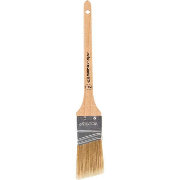 Wooster Brush - 1-1/2" Angled Synthetic Sash Brush - 2-3/16" Bristle Length, 8" Maple Rattail Handle - Americas Tooling