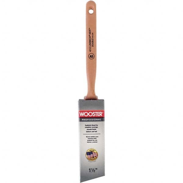 Wooster Brush - 1-1/2" Angled Synthetic Sash Brush - 2-7/16" Bristle Length, 7-7/8" Poly Foam Fluted Handle - Americas Tooling