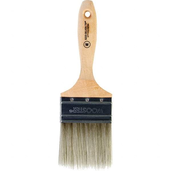 Wooster Brush - 3" Flat Synthetic Wall Brush - 3-3/16" Bristle Length, 5-11/16" Wood Beavertail Handle - Americas Tooling