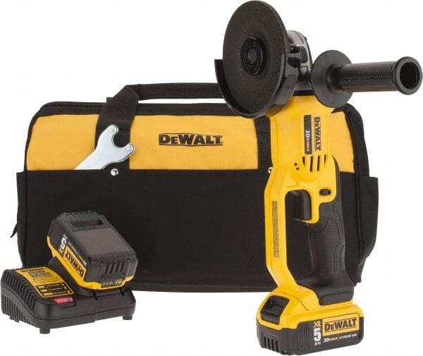 DeWALT - 4-1/2" Wheel Diam, 7,000 RPM, Cordless Angle & Disc Grinder - 5/8" Spindle - Americas Tooling