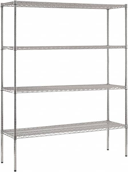 Sandusky Lee - 4 Shelf Wire Shelving Unit - 60" Wide x 18" Deep x 74" High, - Americas Tooling