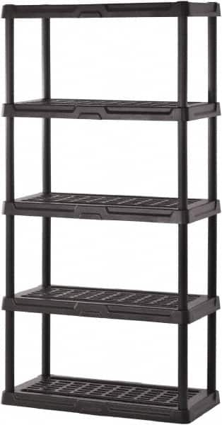 Sandusky Lee - 72" High x 36" Wide x 24" Deep, 5 Shelf Polyurethane Utility Plastic Shelving - Black, 150 Lb Capacity - Americas Tooling