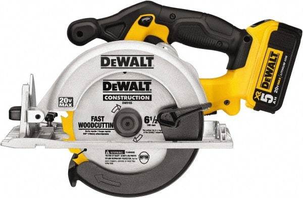 DeWALT - 20 Volt, 6-1/2" Blade, Cordless Circular Saw - 5,000 RPM, 1 Lithium-Ion Battery Included - Americas Tooling