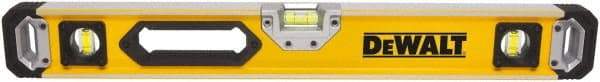 DeWALT - Magnetic 24" Long 3 Vial Box Beam Level - Aluminum, Yellow - Americas Tooling