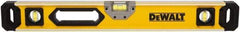 DeWALT - Magnetic 24" Long 3 Vial Box Beam Level - Aluminum, Yellow - Americas Tooling