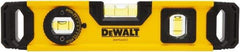 DeWALT - Magnetic 9" Long 2 Vial Torpedo Level - Aluminum, Yellow - Americas Tooling