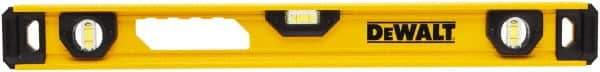 DeWALT - Magnetic 24" Long 3 Vial I-Beam Level - Aluminum, Yellow - Americas Tooling