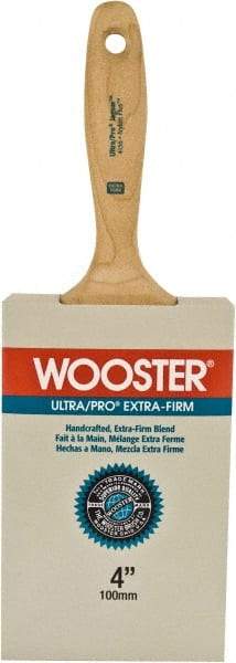 Wooster Brush - 4" Flat Synthetic Wall Brush - 3-15/16" Bristle Length, 6-1/4" Maple Beavertail Handle - Americas Tooling