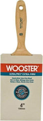 Wooster Brush - 4" Flat Synthetic Wall Brush - 3-15/16" Bristle Length, 6-1/4" Maple Beavertail Handle - Americas Tooling