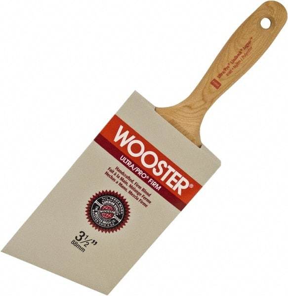 Wooster Brush - 3-1/2" Angled Nylon/Polyester Wall Brush - 3-7/16" Bristle Length, 5-3/4" Maple Beavertail Handle - Americas Tooling