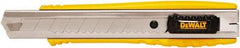 DeWALT - Snap Utility Knife - 1/4" Carbon Steel Blade, Yellow & Silver Plastic/Stainless Steel Handle, 1 Blade Included - Americas Tooling