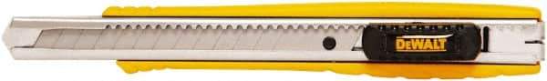 DeWALT - Snap Utility Knife - 1/4" Carbon Steel Blade, Yellow & Silver Plastic/Stainless Steel Handle, 1 Blade Included - Americas Tooling