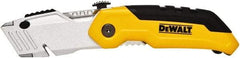 DeWALT - Fixed Folding Utility Knife - 2-1/2" Bi-Metal Blade, Yellow & Black Metal Handle, 1 Blade Included - Americas Tooling