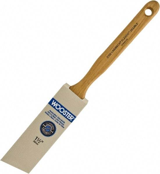 Wooster Brush - 1-1/2" Angled Hog Sash Brush - 2-7/16" Bristle Length, 7-7/8" Maple Fluted Handle - Americas Tooling