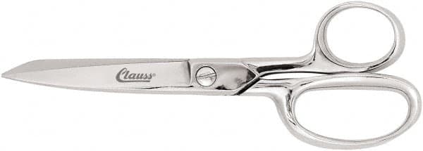 Clauss - 3" LOC, 6" OAL Chrome Plated Straight Trimmers - Steel Straight Handle, For Paper, Fabric - Americas Tooling