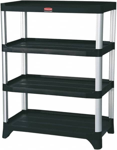 Rubbermaid - 46" High x 20" Wide x 35" Deep, 4 Shelf Structural Plastic Open Shelving - Black, 800 Lb Capacity - Americas Tooling