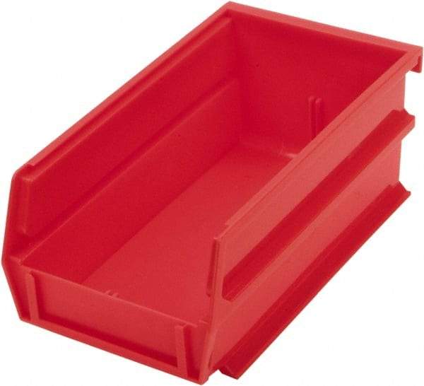 Triton - 7-3/8" Deep, Red Polypropylene Hopper Stacking Bin - 3" High x 4-1/8" Wide x 7-3/8" Long - Americas Tooling