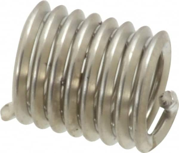 Recoil - 1/4-20 UNC, 1/2" OAL, Free Running Helical Insert - 8 Free Coils, Tanged, Stainless Steel, Bright Finish, 2D Insert Length - Americas Tooling