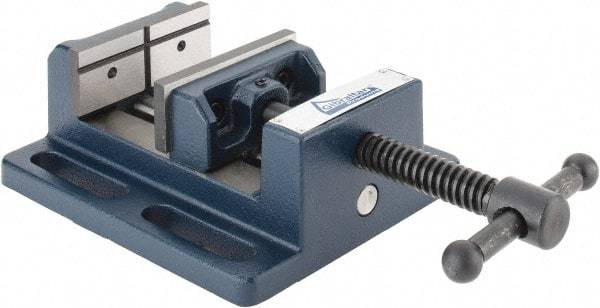 Gibraltar - 3" Jaw Opening Capacity x 1-1/8" Throat Depth, Horizontal Drill Press Vise - 3" Wide Jaw, Stationary Base, Standard Speed, 6-9/16" OAL x 2-7/16" Overall Height, Cast Iron - Americas Tooling