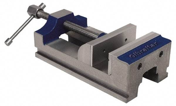 Gibraltar - 6" Jaw Opening Capacity x 2" Throat Depth, Horizontal Drill Press Vise - 6" Wide Jaw, Stationary Base, Standard Speed, 14" OAL, Cast Iron - Americas Tooling