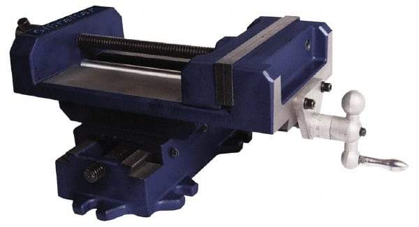 Gibraltar - 3" Jaw Opening Capacity x 1-1/8" Throat Depth, Horizontal Drill Press Vise - 3" Wide Jaw, Cross Slide Base, Standard Speed, 5-1/2" OAL x 5-5/8" Overall Height, Cast Iron - Americas Tooling