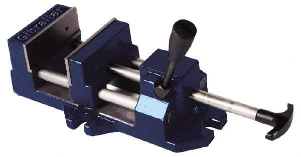 Gibraltar - 6" Jaw Opening Capacity x 1-5/8" Throat Depth, Horizontal Drill Press Vise - 6" Wide Jaw, Stationary Base, Standard Speed, 14-5/8" OAL x 4-1/2" Overall Height, Cast Iron - Americas Tooling